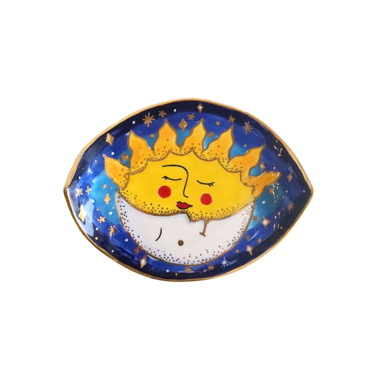 Blue Sun And Moon Wall Decor