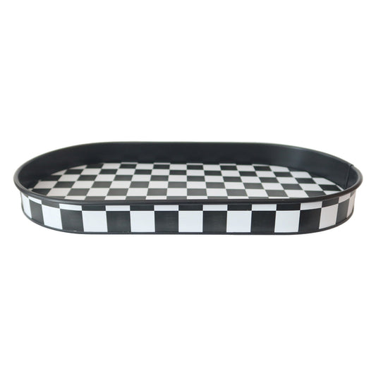 Black & White Chequered Tray Sherie Boutik