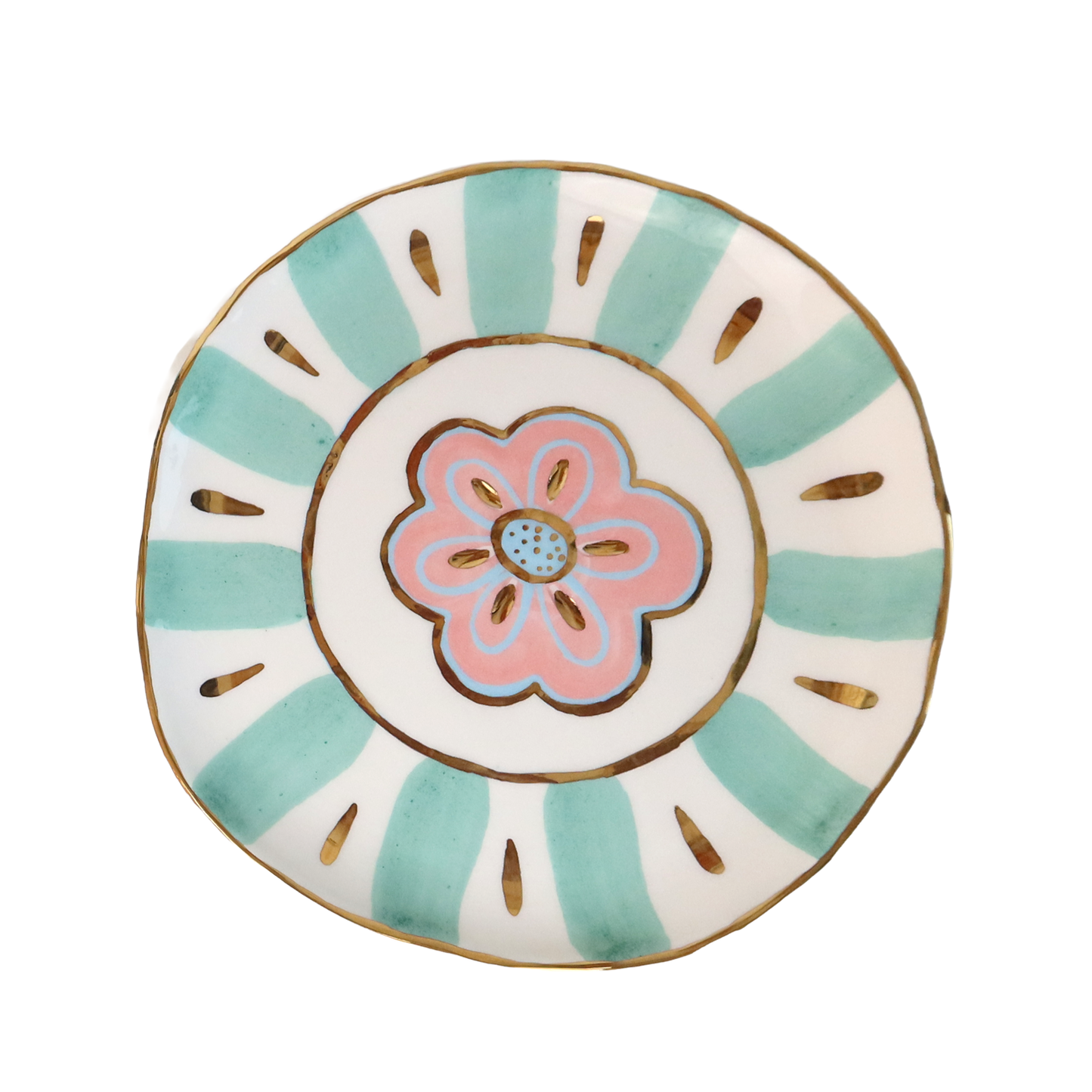 Turquoise and Pink Flower plate B