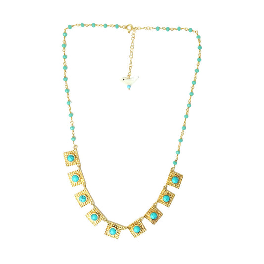 Cleopatra Turquoise Square necklace Sherie Boutik
