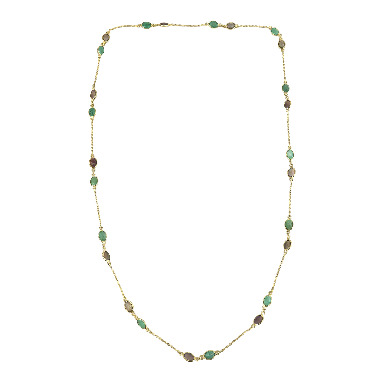 Long Necklace Emerald / Opal