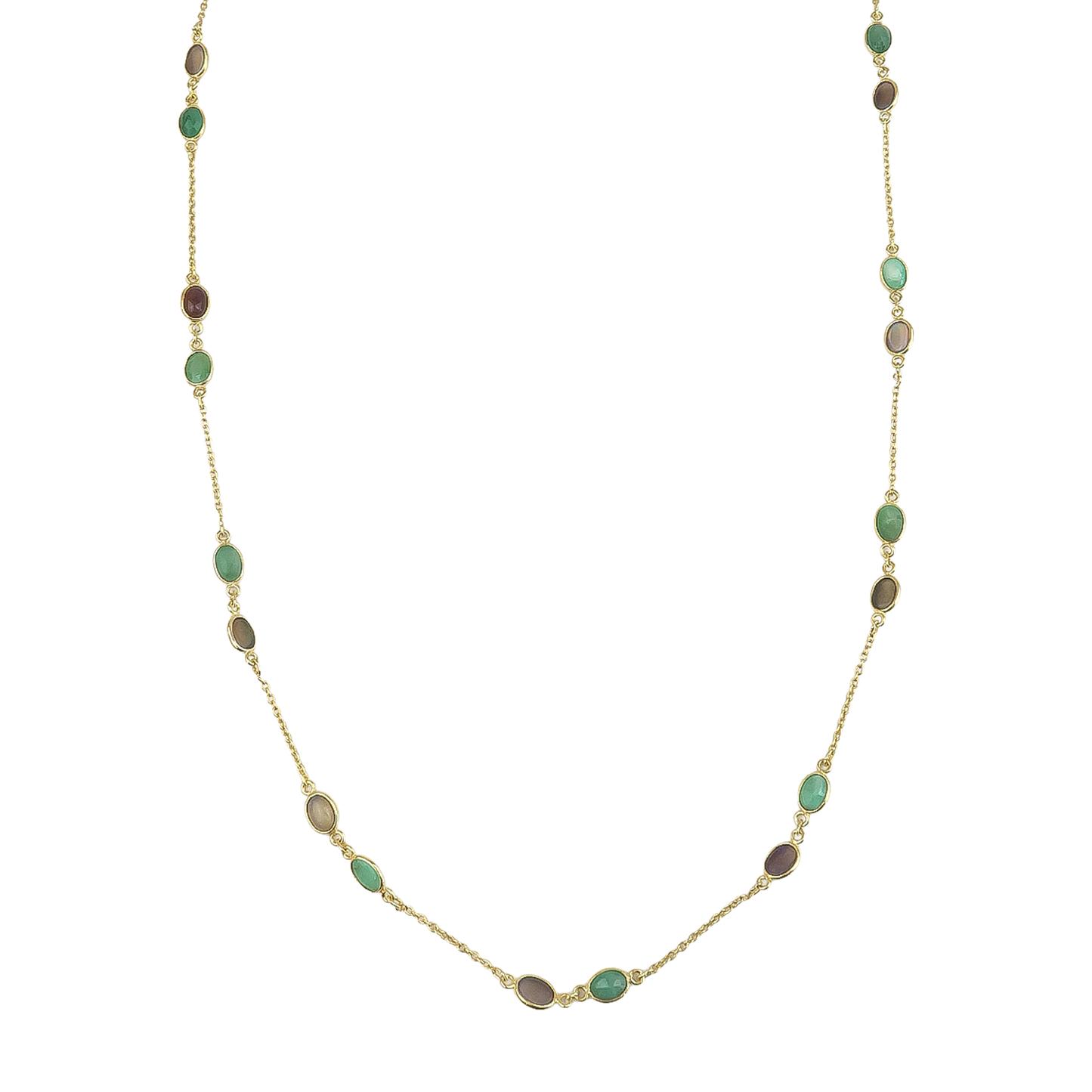 Long Necklace Emerald / Opal