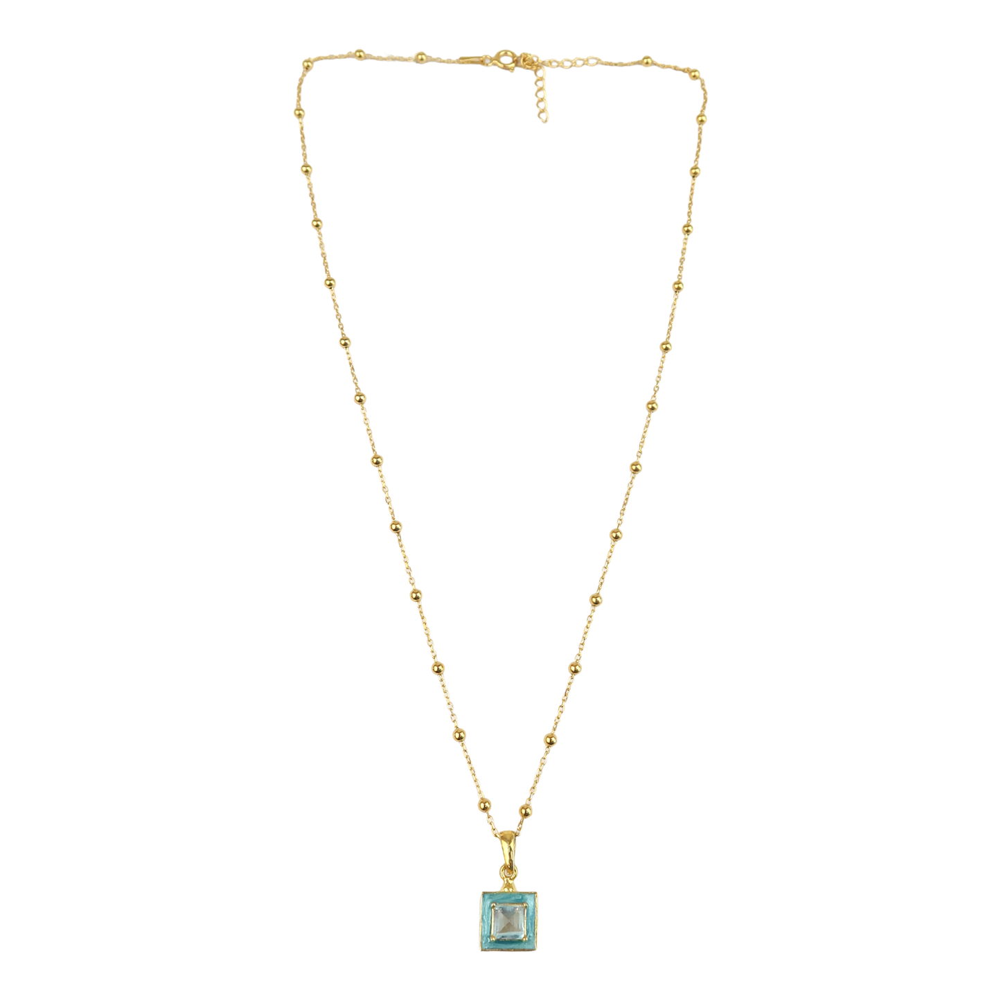 Aqua Enamel Square pendant necklace
