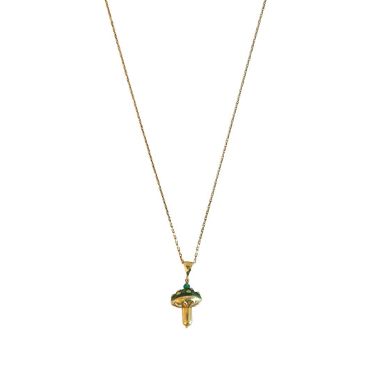Mushroom Enamel Necklace Pave Diamond
