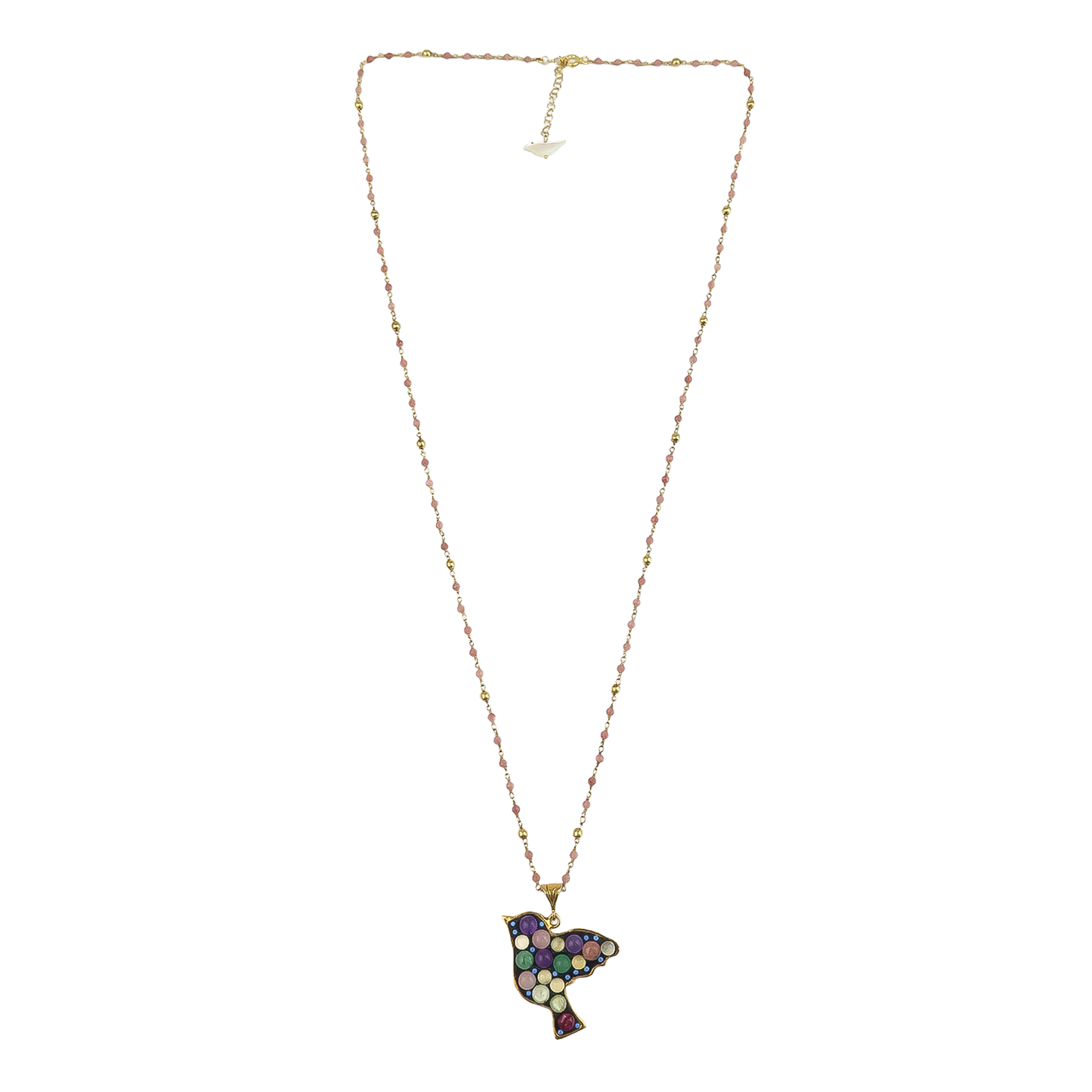 multi stone bird pendant necklace