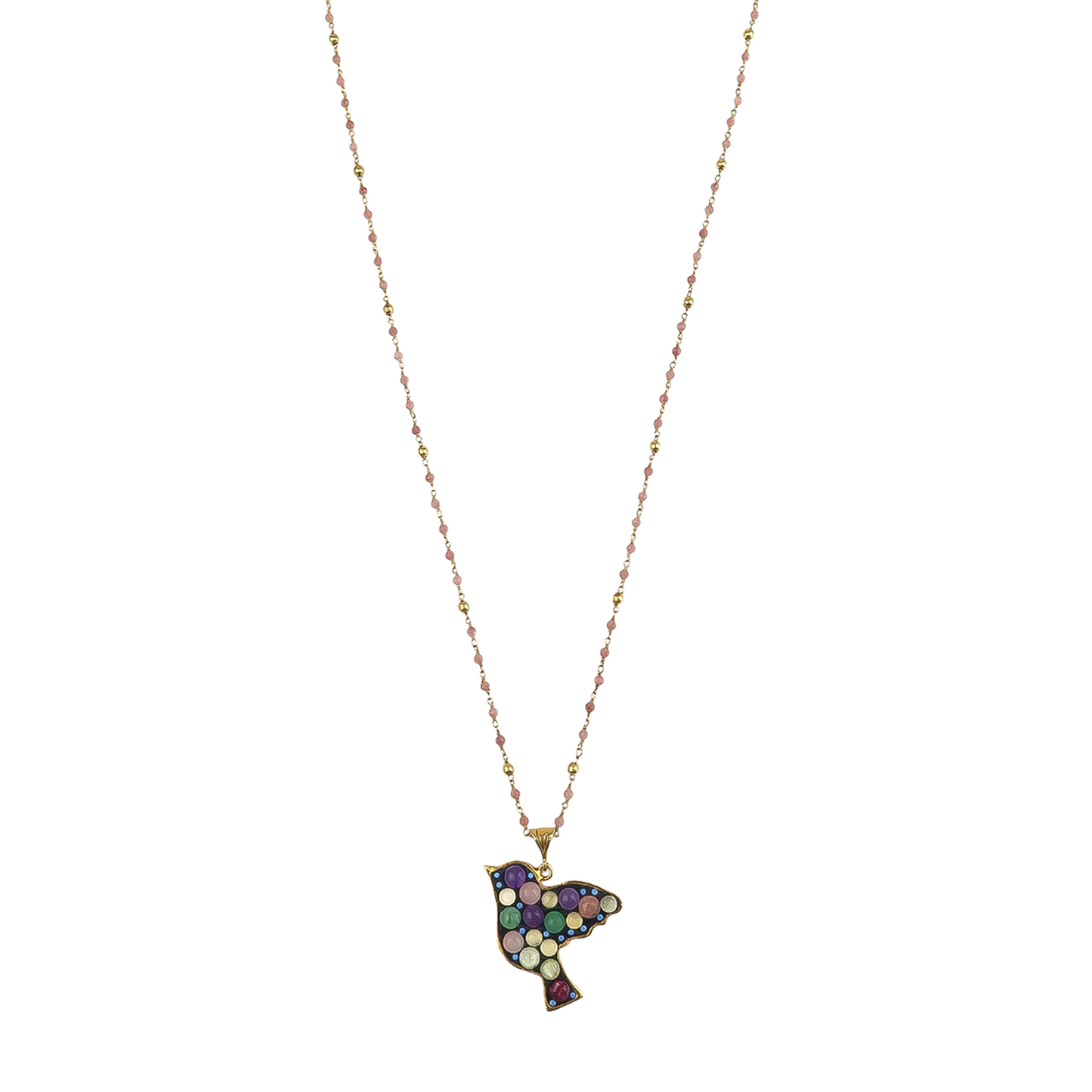 multi stone bird pendant necklace