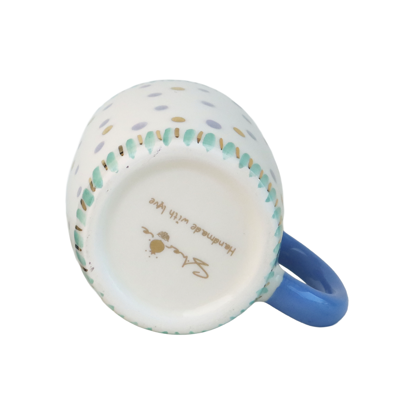 G Pomegranate Blue Handle Mug