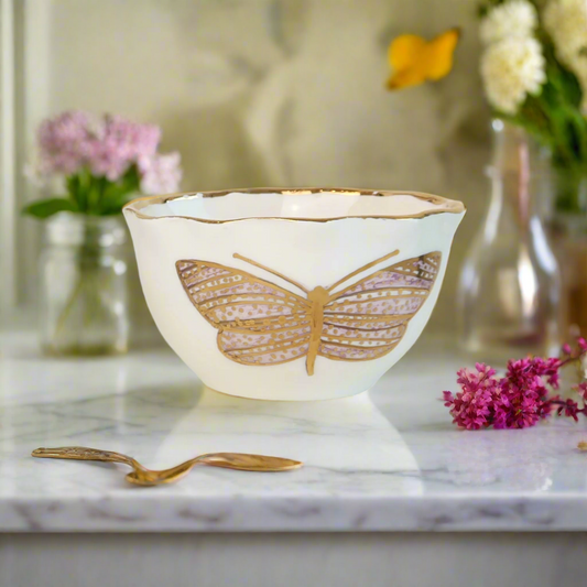 Pink Butterfly Lady Small Bowl Sherie Boutik