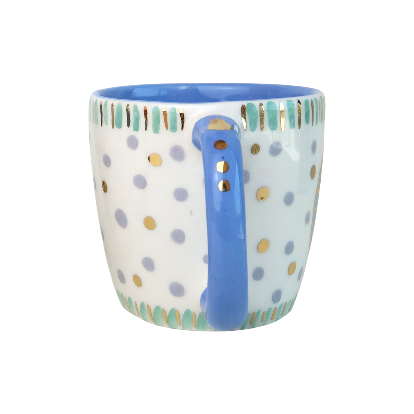 G Pomegranate Blue Handle Mug
