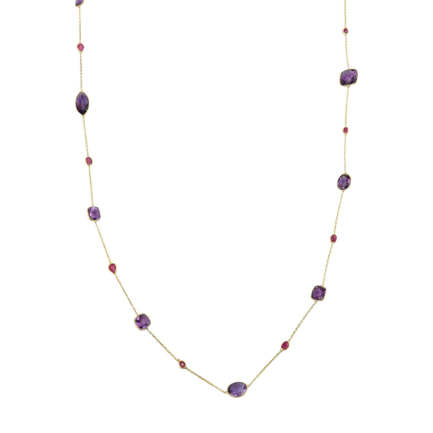 Long Necklace Amethyst/Ruby