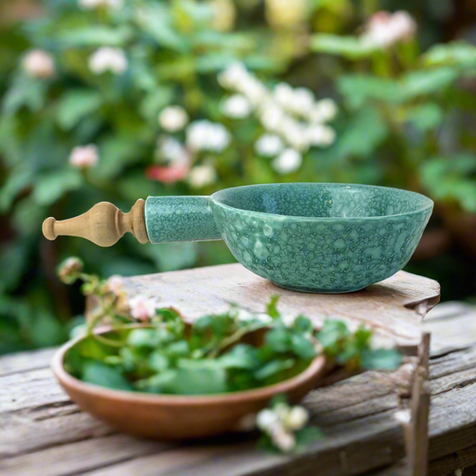 Turquoise Wooden Nut Bowl Tableware Sherie Boutik