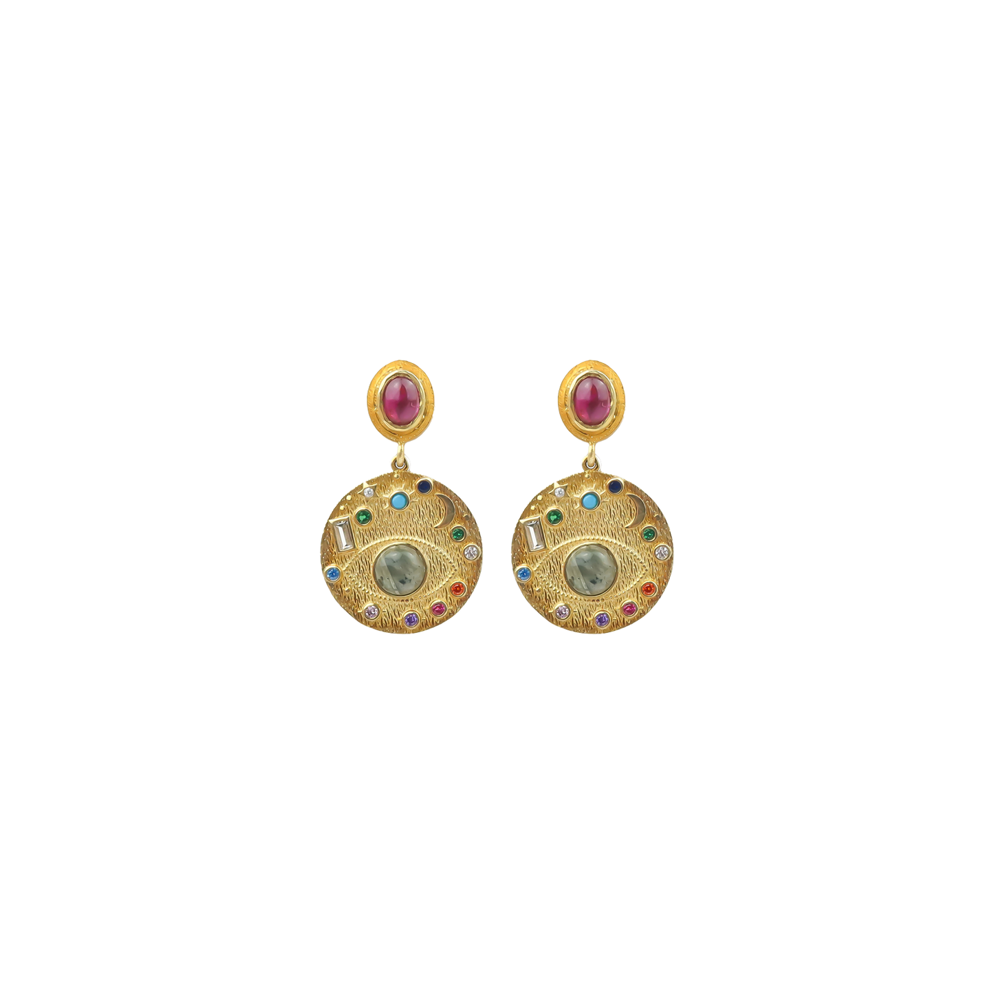 pink tourmaline /labro eye celestial earring