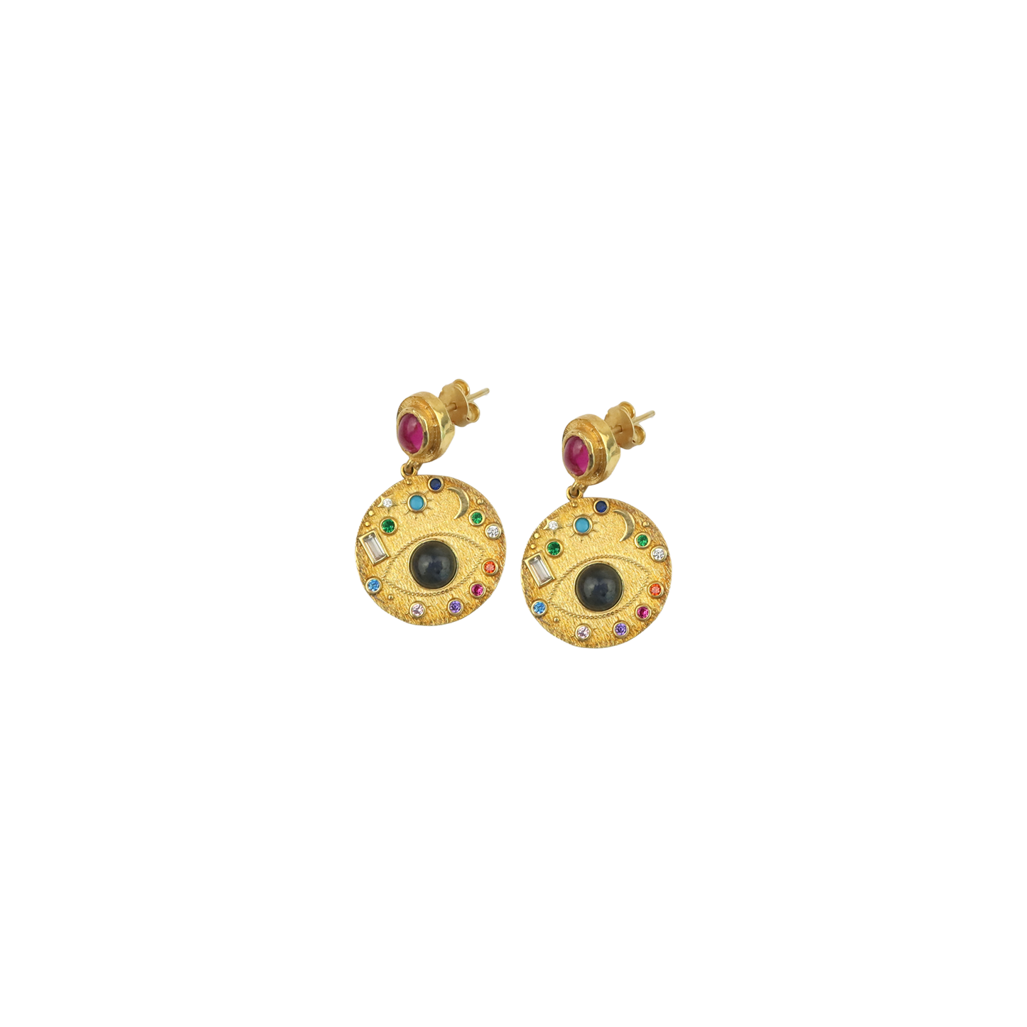 pink tourmaline /labro eye celestial earring