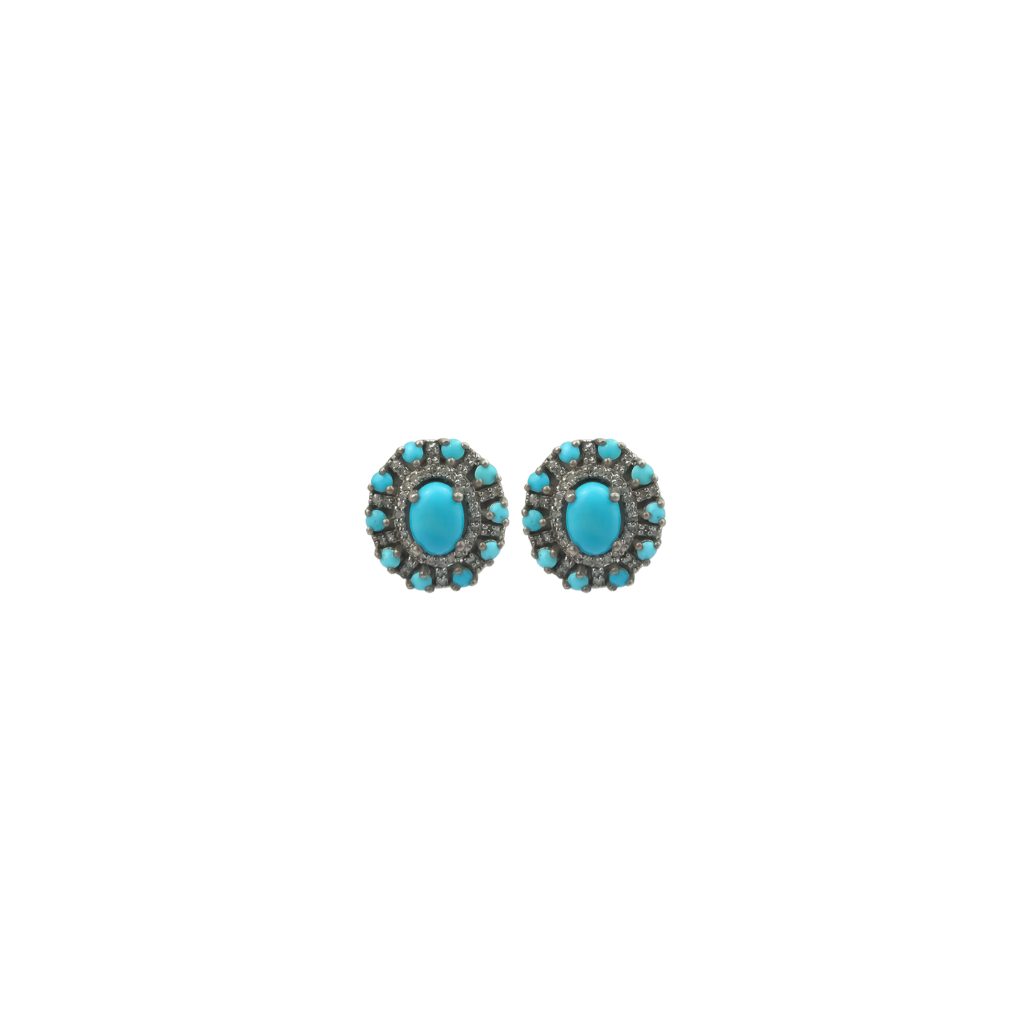 Earring Turquoise Dot pave Diamond