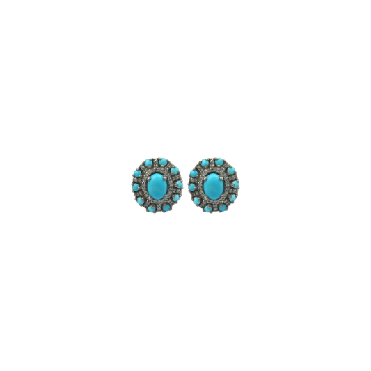Earring Turquoise Dot  pave Diamond