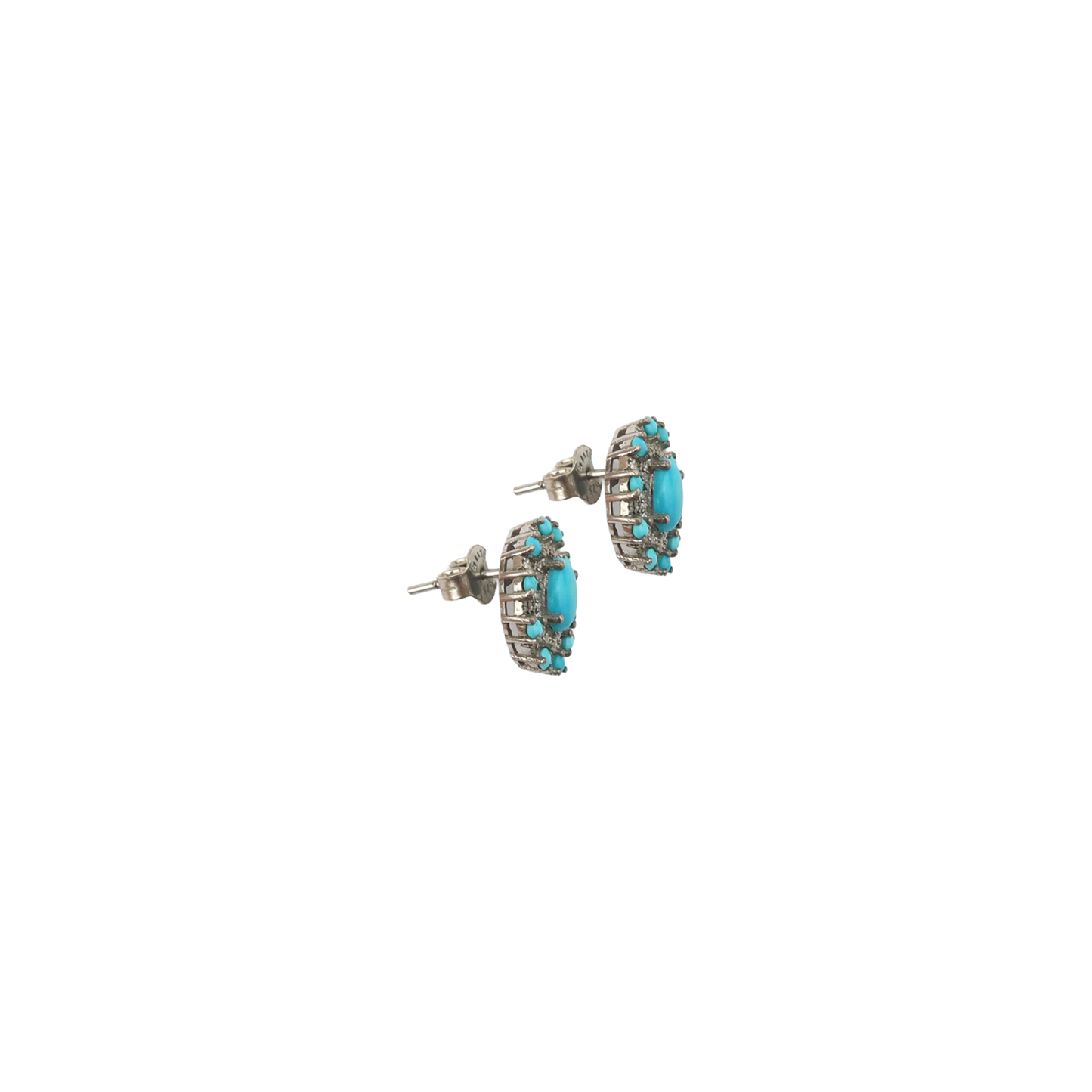 Earring Turquoise Dot pave Diamond