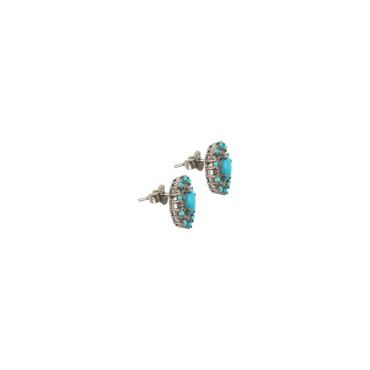 Earring Turquoise Dot  pave Diamond