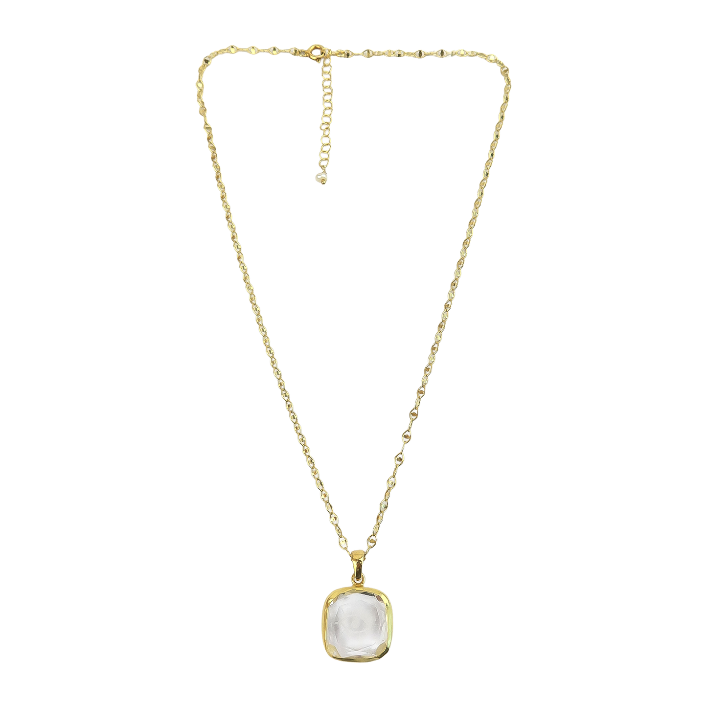 Necklace Square Crystal Water Mark Eye Engraved Pendant