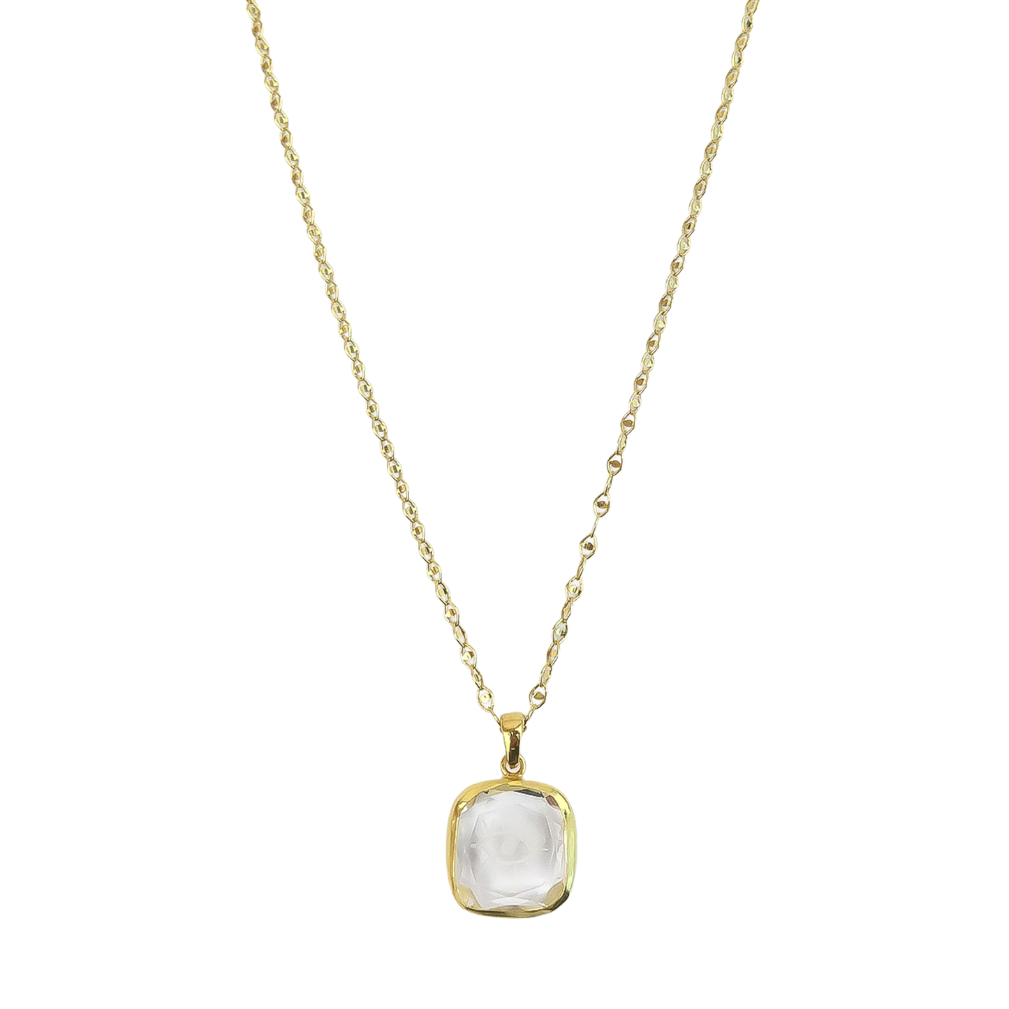 Necklace Square Crystal Water Mark Eye Engraved Pendant