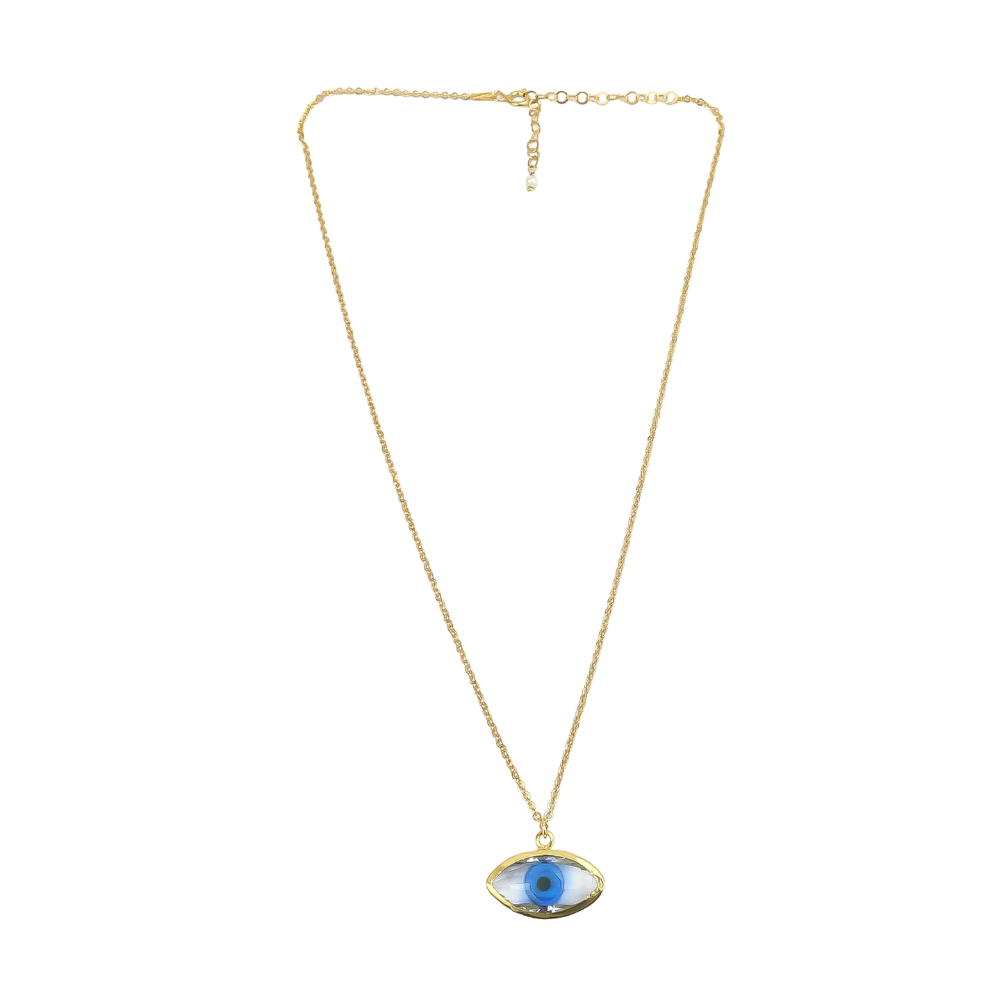 Necklace Oval Blue Eye glass pendant medium