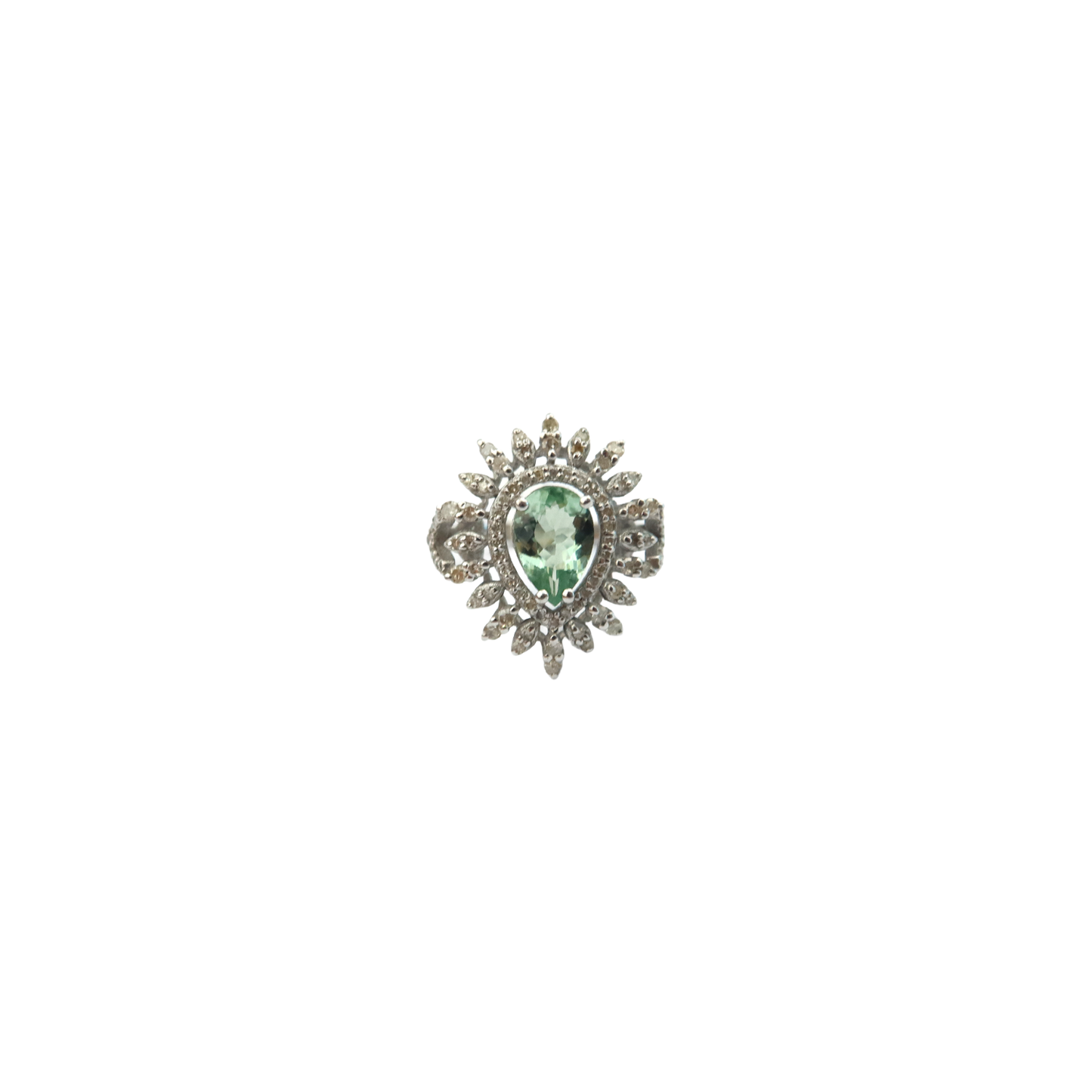 Aquamarine & Pavé Diamond Ring