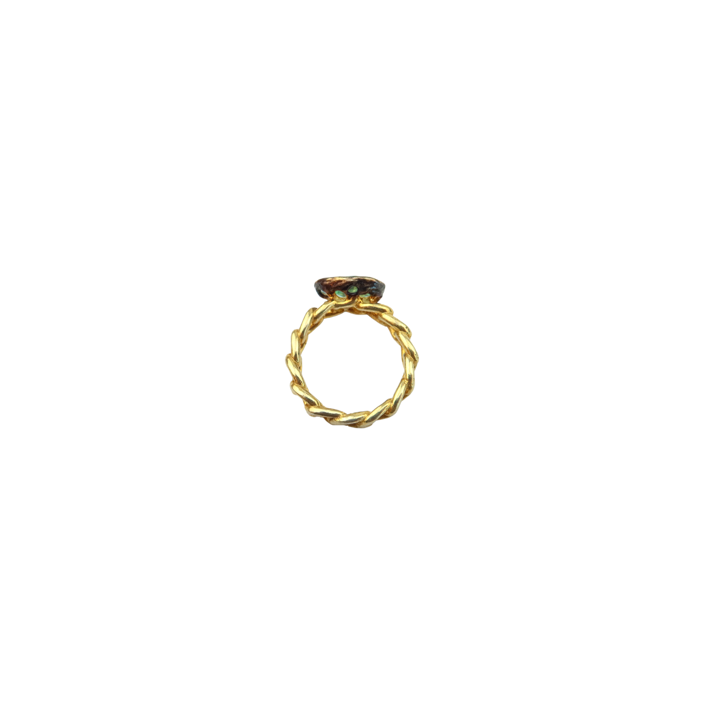Ring blue crystal chain link design