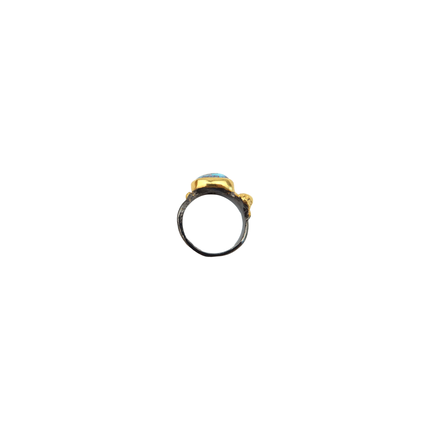Ball Turquoise & Gold Plated Silver Ring