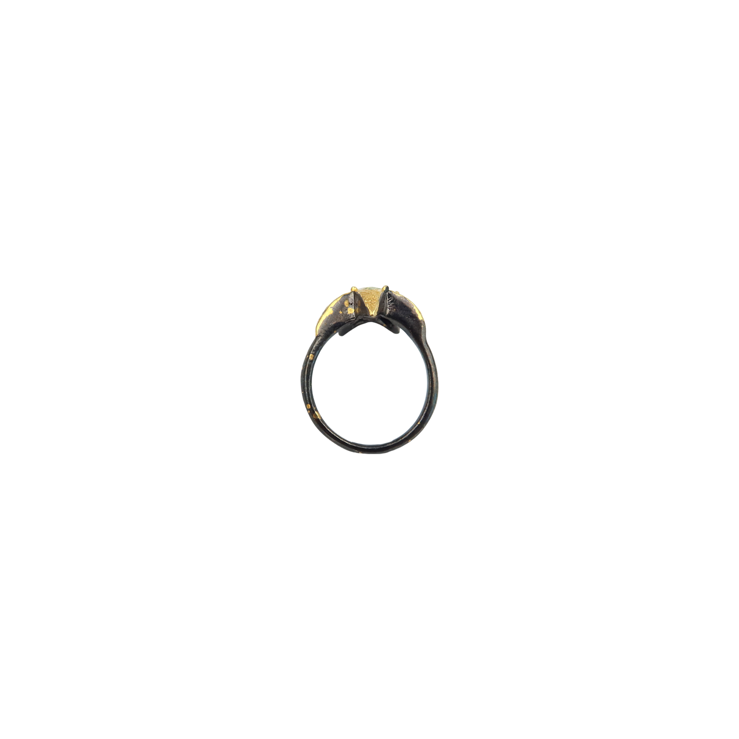 Star Aquamarine & Oxidised + Gold Plated Silver Ring