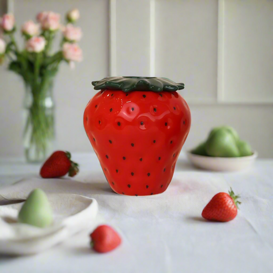 Red ceramic strawberry vase style 2 Sherie Boutik