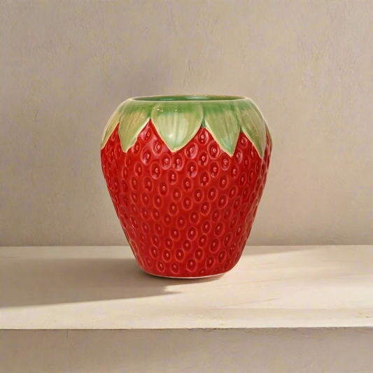 Red ceramic strawberry vase style 1 Sherie Boutik