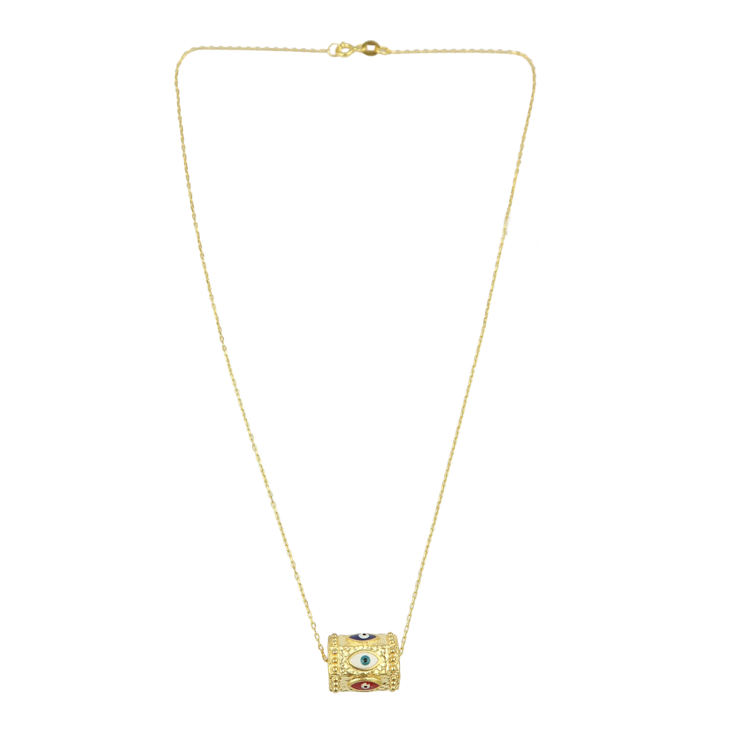 Cylinder Multi Colour Eye Pendant Necklace