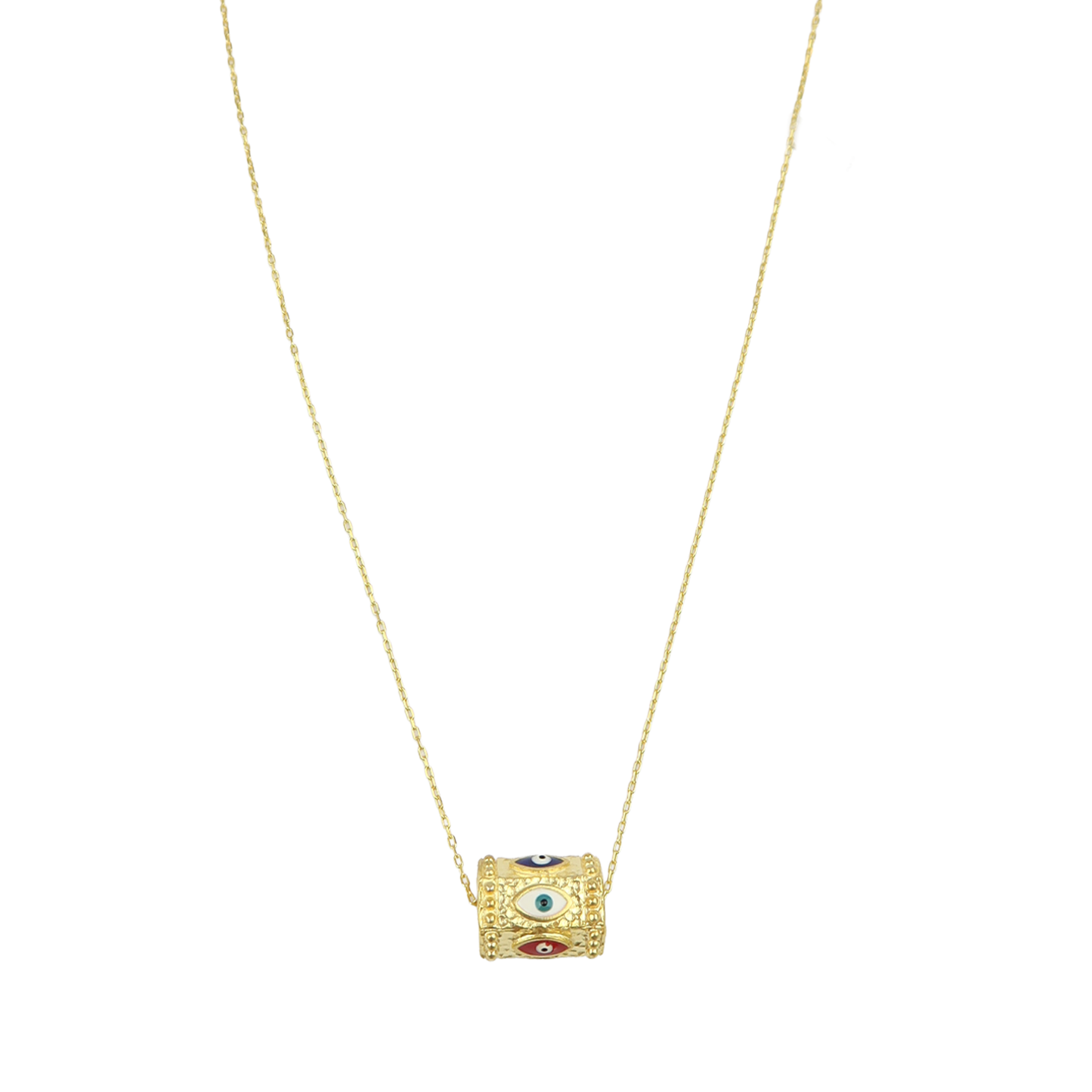 Cylinder Multi Colour Eye Pendant Necklace