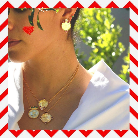 “Bahrain with love” Light and Dark Pink Crystal Earrings Sherie Boutik