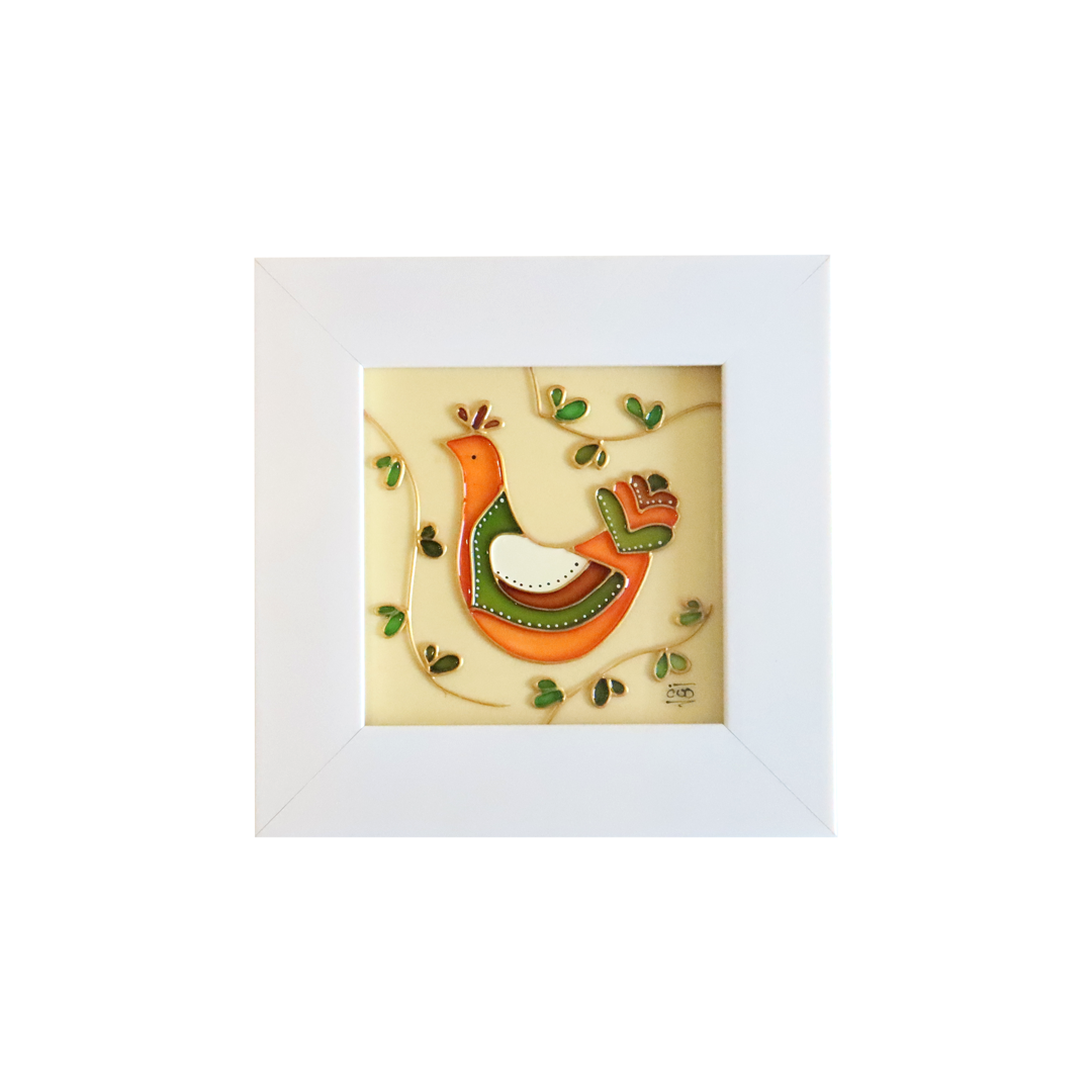 Bird In Branches White Frame Art Sherie Boutik