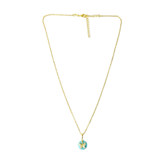 Turquoise Crystal Butterfly Pendant Necklace Sherie Boutik