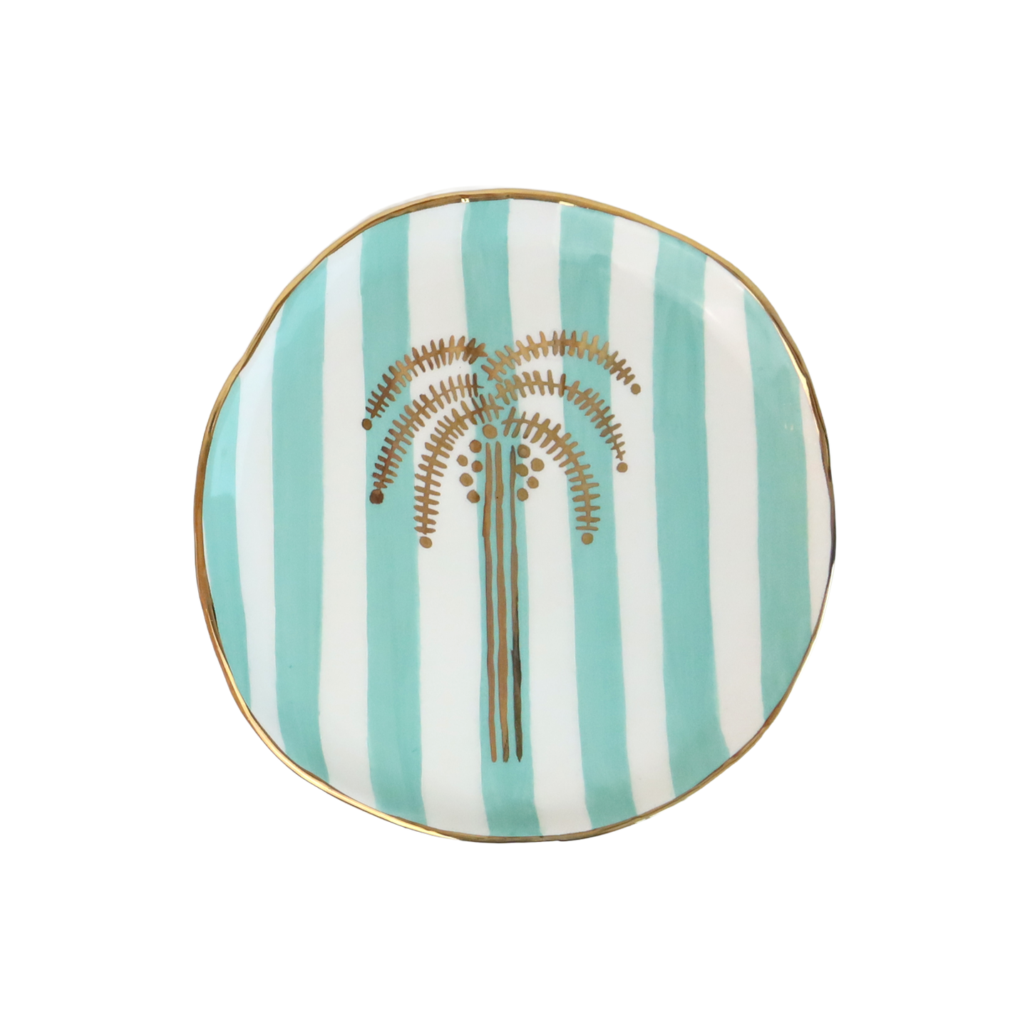 Turquoise Cross Line Palm Tree Plate