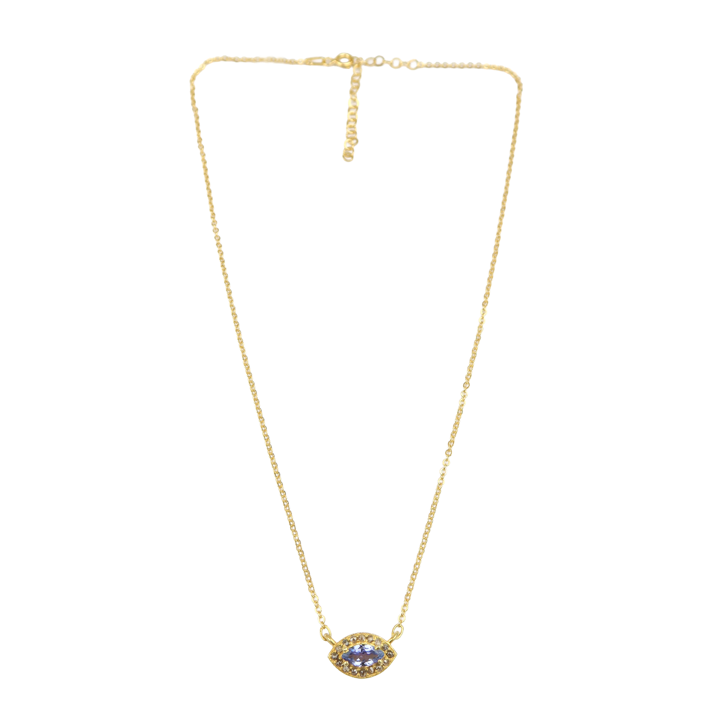Amethyst eye pave diamond pendent necklace