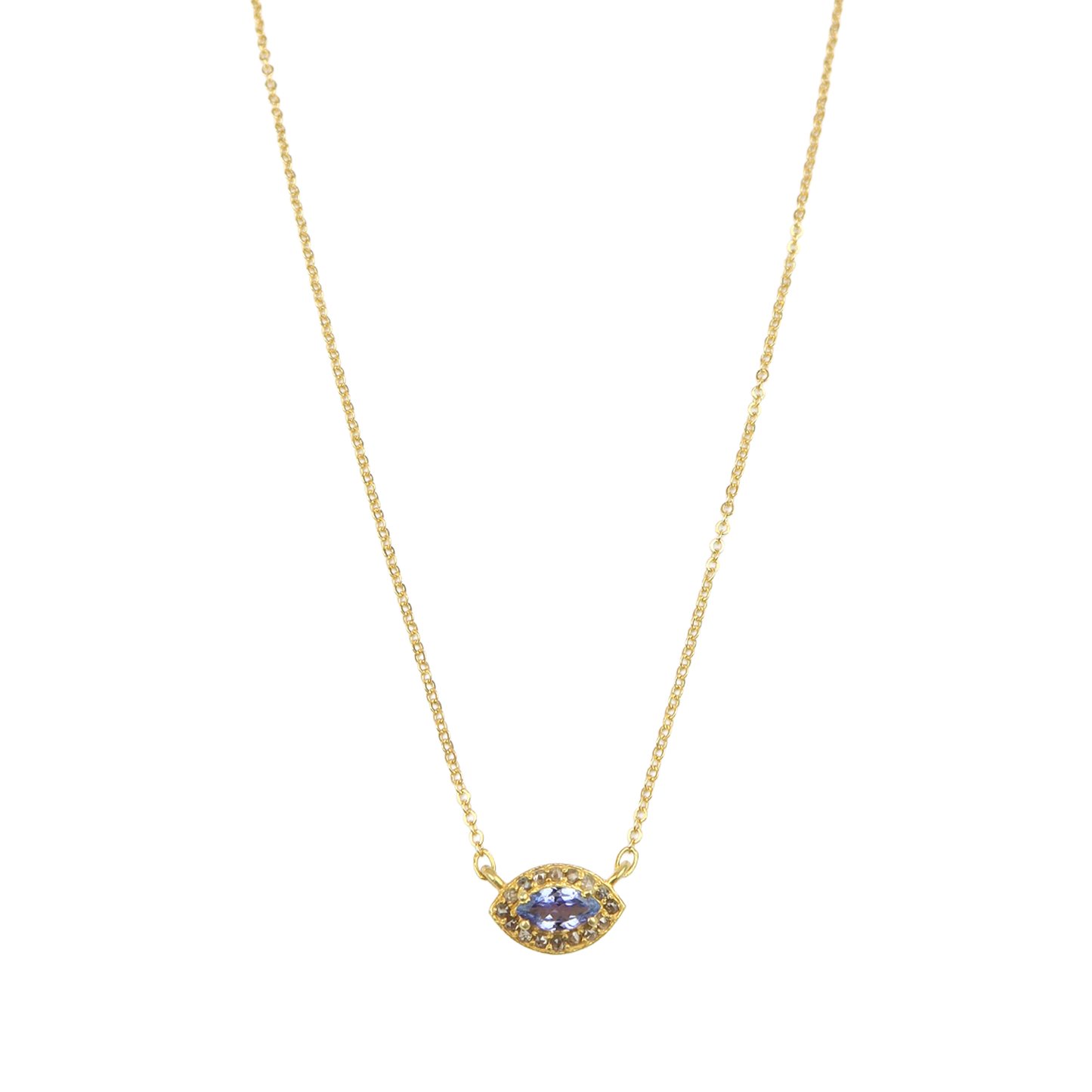 Amethyst eye pave diamond pendent necklace