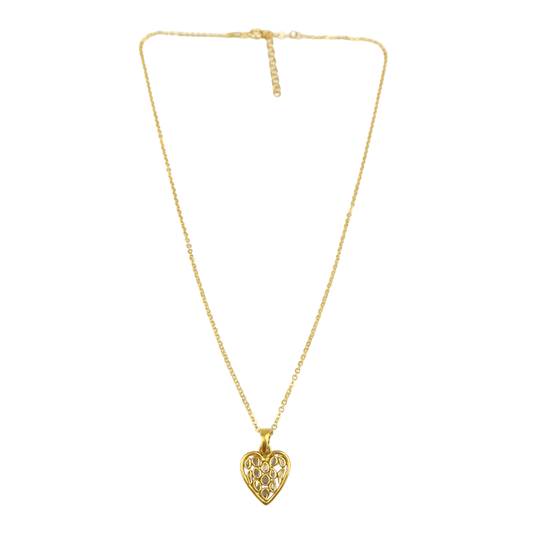 Heart pave diamond pendant necklace Sherie Boutik