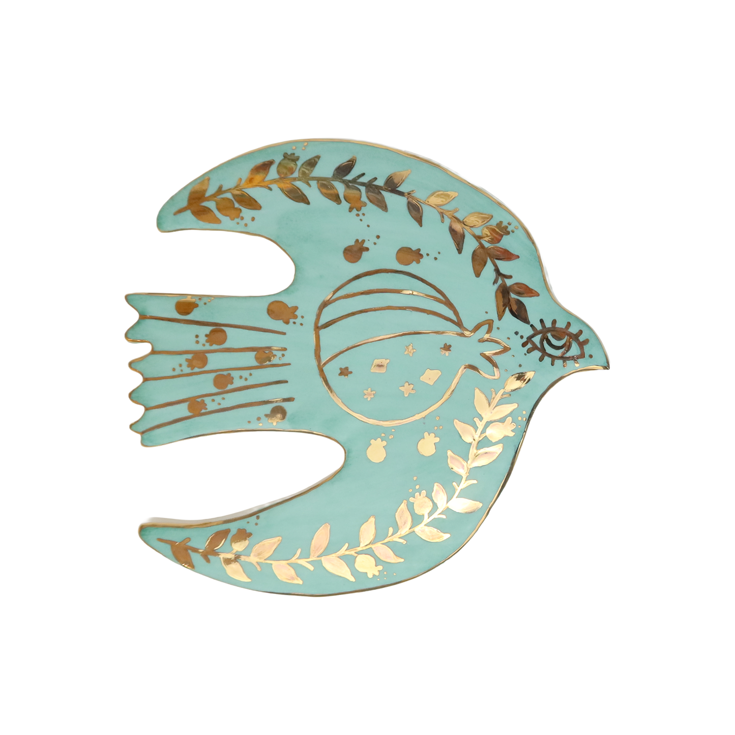 Mint Gold Leaf Bird Wall Decor