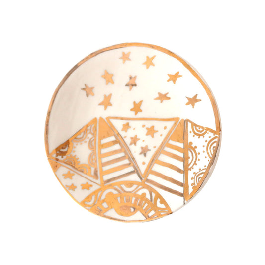 Priya White & Gold Star And Moon Celestial Plate l Wall Decor Sherie Boutik