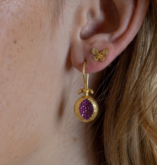 Pome Red Crystal Earring