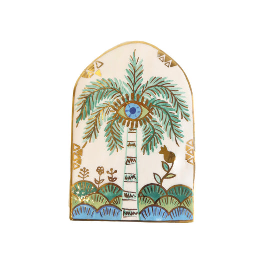 Teal Palm Eye Garden Ceramic Wall Decor