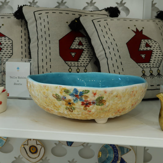 Turquoise Gold 3D Bird Ceramic Bowl Sherie Boutik