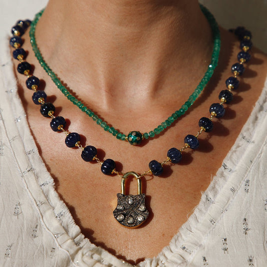 Green Aventurine & Pavé Diamond | Enamel by Soheyla Sherie Boutik