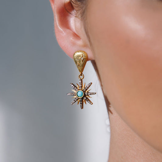 Sun ruby pave diamond earring Sherie Boutik