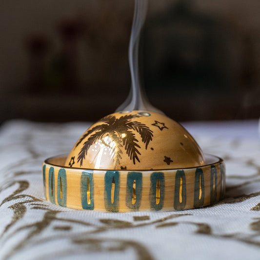 Golden Palm Tree Incense Burner l Mubkhar Sherie Boutik