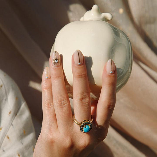 Classic Turquoise & Pavé Diamond Ring Sherie Boutik