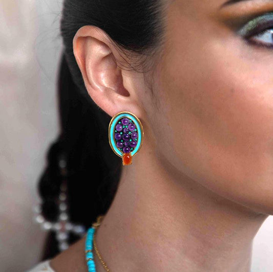 Amethyst & Carnelian | Enamel Earrings Sherie Boutik