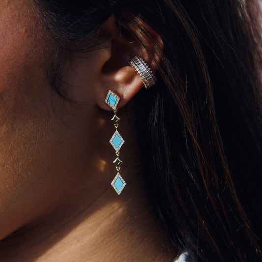 Diamond Shape Elongated Turquoise Earrings Sherie Boutik